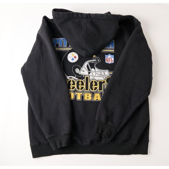 Vintage Y2K Pittsburgh Steelers Hoodie Mens L Black NFL Football Graphic 2000s - Picture 9 of 10